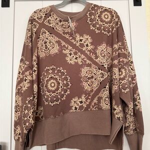 American Eagle Outfitters Brown Paisley Sweater